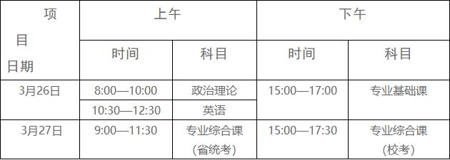 广东省2022年普通专升本招生考试时间表