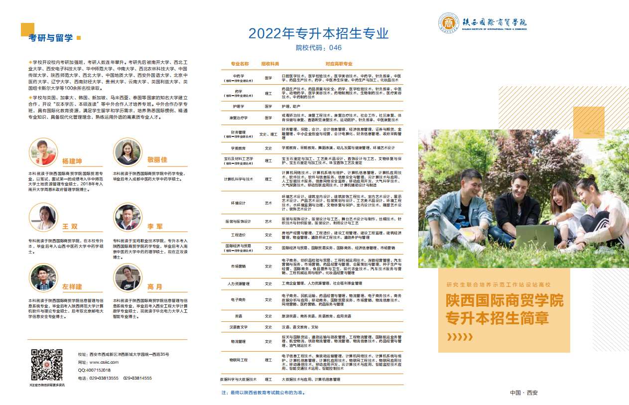 2022年陕西国际商贸学院专升本招生简章