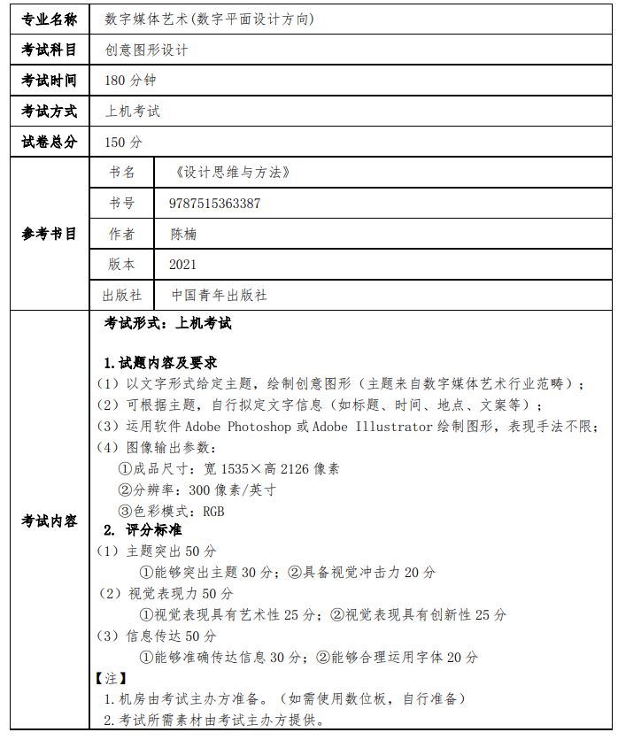 上海外国语大学贤达经济人文学院 2023 年专升本数字媒体艺术专业（数字平面设计方方向）考试大纲