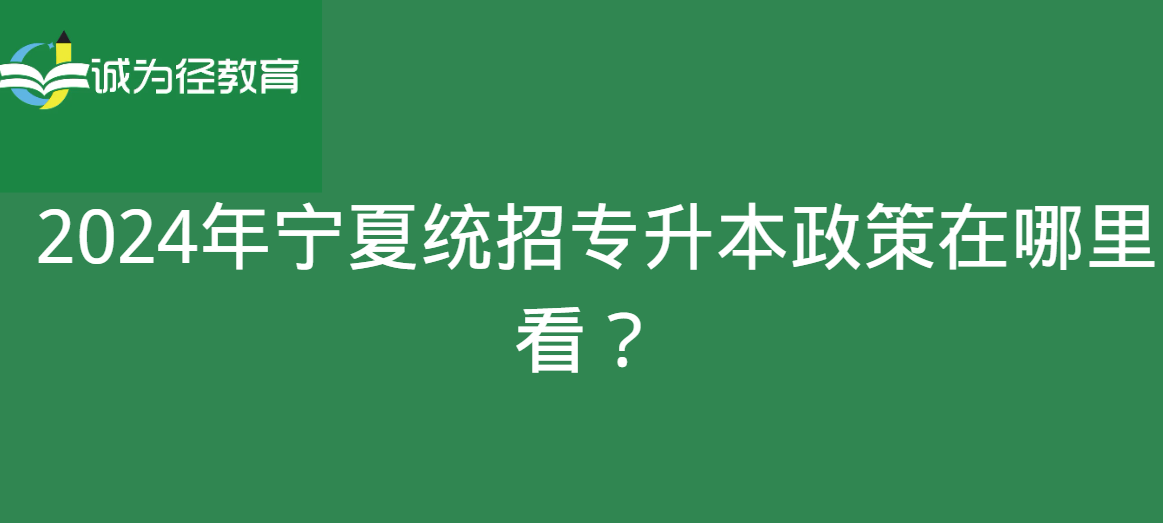  2024年宁夏统招专升本政策在哪里看？