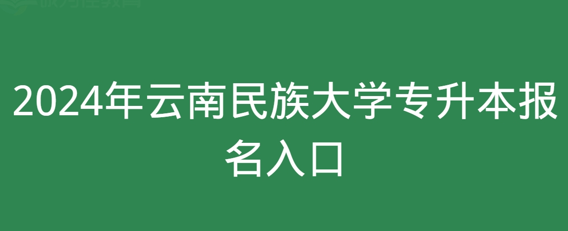 2024年云南民族大学专升本报名入口