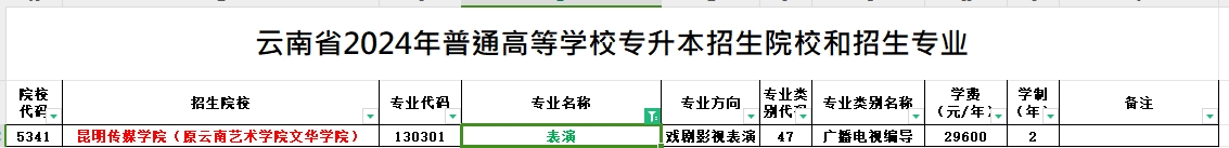 2024年云南专升本表演专业可报考院校汇总