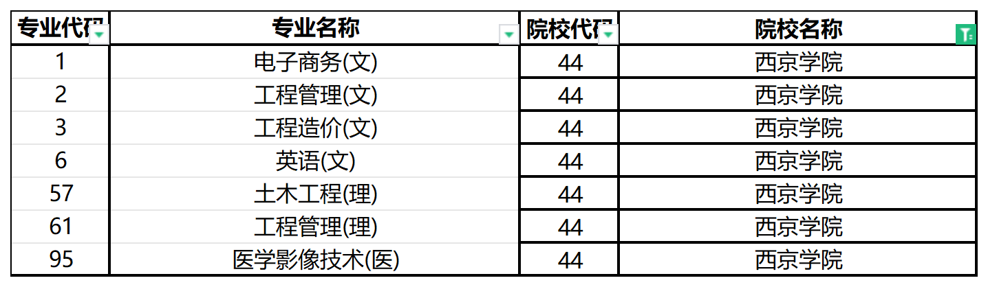 2024年西京学院专升本招生专业