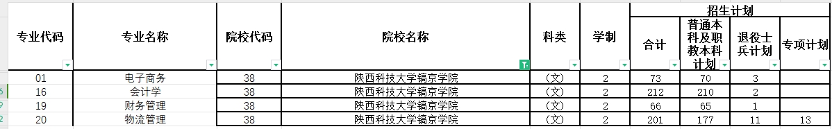 24年陕西科技大学镐京学院专升本各专业招生计划