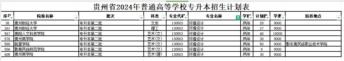 2024年贵州环境设计专业专升本可报考院校