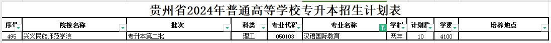 2024年贵州汉语国际教育专业专升本可报考院校