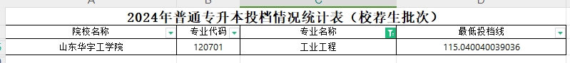 2024年山东专升本工业工程专业各院校分数线(校荐)