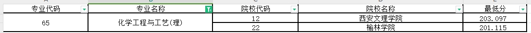 2024年陕西专升本化学工程与工艺专业第一阶段录取各院校录取最低分（普通本科及职教本科）