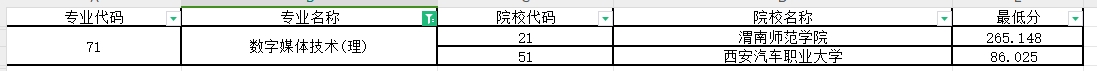 2024年陕西专升本数字媒体技术专业第一阶段录取各院校录取最低分（普通本科及职教本科）