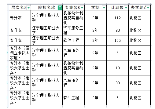 2024年辽宁理工职业大学专升本招生计划