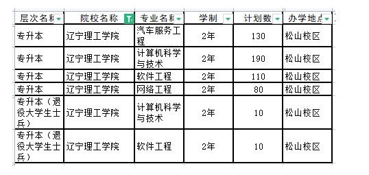 2024年辽宁理工学院专升本招生计划